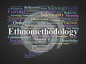 Ethnomethodology Word Cloud. Core Concepts on Social Interaction and Everyday Practices