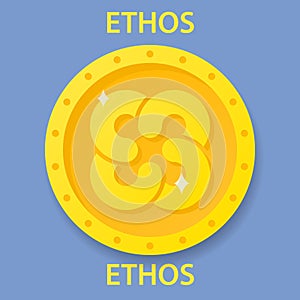 Ethos Coin cryptocurrency blockchain icon. Virtual electronic, internet money or cryptocoin symbol, logo