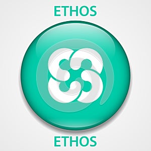 Ethos Coin cryptocurrency blockchain icon. Virtual electronic, internet money or cryptocoin symbol, logo