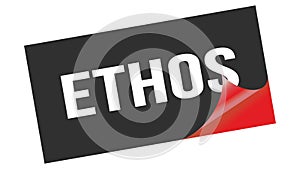 ETHOS text on black red sticker stamp