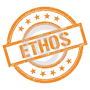 ETHOS text written on orange vintage stamp