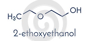 2-ethoxyethanol solvent molecule. Can dissolve many types of molecules and is thus used in cleaning products, degreasing solutions