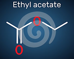 Ethyl acetate, ethyl ethanoate, C4H8O2 molecule. It is acetate ester formed between acetic acid and ethanol. Structural chemical