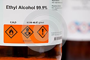 ethyl alcohol, a chemical used in laboratories