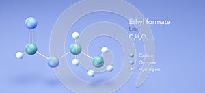 ethyl formate molecule, molecular structures, ester, 3d model, Structural Chemical Formula and Atoms with Color Coding