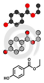 Ethyl paraben (ethyl para-hydroxybenzoate) preservative molecule photo