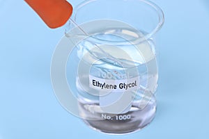 Ethylene Glycol in container, chemical analysis in laboratory