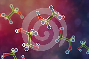 Ethylene glycol molecule, 3D illustration photo