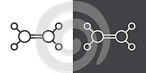 Ethylene molecule icon Flat vector set outline
