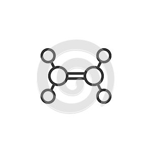 Ethylene molecule structure line icon