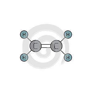 Ethylene molecule structure vector icon symbol isoalted on white background