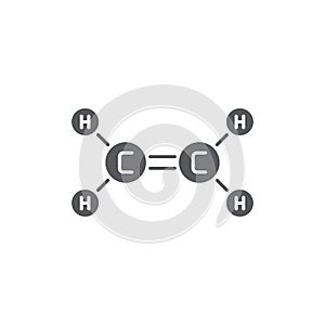 Ethylene molecule structure vector icon symbol isoalted on white background