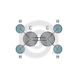 Ethylene molecule structure vector icon symbol isoalted on white background