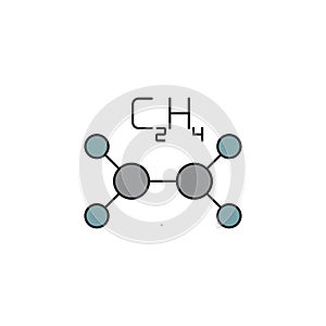 Ethylene molecule structure vector icon symbol isoalted on white background