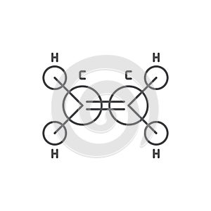 Ethylene molecule structure vector icon symbol isoalted on white background