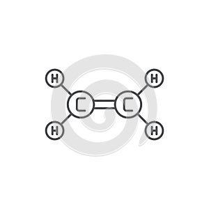 Ethylene molecule structure vector icon symbol isoalted on white background