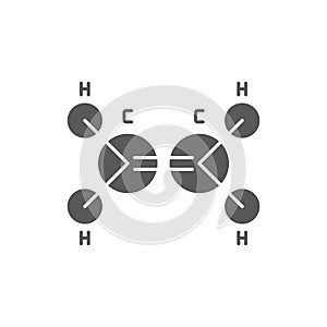 Ethylene molecule structure vector icon symbol isoalted on white background