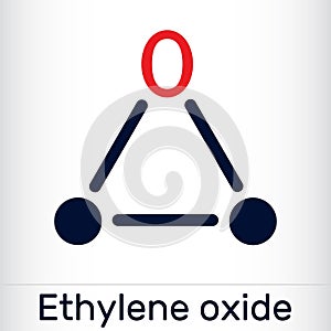 Ethylene oxide, oxirane C2H4O molecule. Skeletal chemical formula