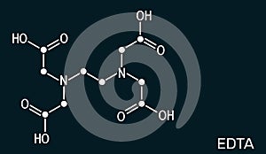 Ethylenediaminetetraacetic acid, edetic acid, EDTA molecule. It is a lead chelator and anti-coagulant. Skeletal chemical formula