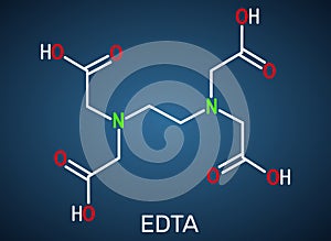 Ethylenediaminetetraacetic acid, edetic acid, EDTA molecule. It is a lead chelator and anti-coagulant. Structural chemical formula