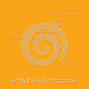 Ethylhexyl triazone sunscreen molecule UV filter. Skeletal formula.