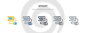 Eticket icon in different style vector illustration. two colored and black eticket vector icons designed in filled, outline, line