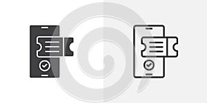 Eticket thin line vector icon set