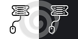 Eticket thin line vector icon set