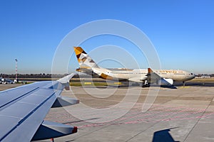 Etihad Airline Airbus A330-243 on ground of Airport.