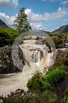 Etive Mor waterfall in the highlands of Scotland