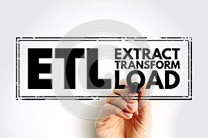 ETL - Extract Transform Load is a three-phase process where data is extracted, transformed and loaded into an output data