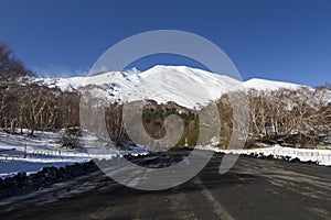 Etna, volcanic ash in the road near Refuge Citelli photo