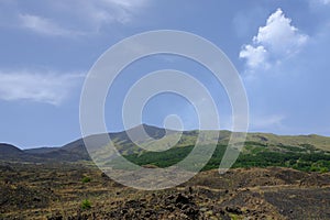 Etna volcano eruption landscape rocks and trees