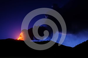 Etna volcano eruption south east crater in Sicily