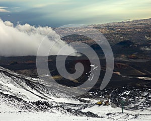 Etna Volcano and Silvestri Crater with Catania in background