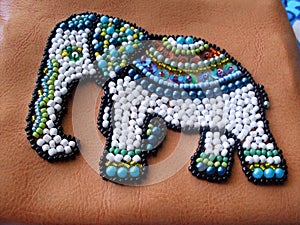 etnic elefant of beads Embroidery on fabric