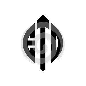 ETO circle letter logo design with circle and ellipse shape. ETO ellipse letters with typographic style. The three initials form a