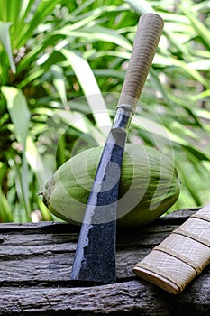 Eto knife on the timber