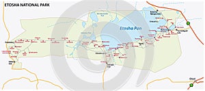 Etosha national park vector map, Namibia