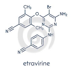 Etravirine HIV drug molecule Non-nucleoside reverse transcriptase inhibitor. Skeletal formula. photo