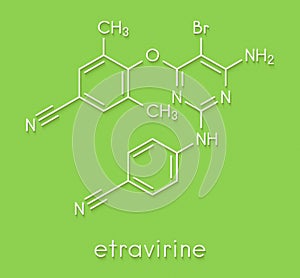 Etravirine HIV drug molecule Non-nucleoside reverse transcriptase inhibitor. Skeletal formula. photo