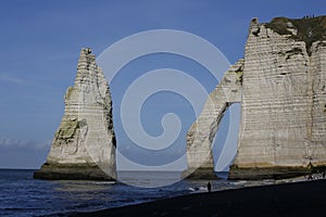 Etretat Aval cliff rocks landmark and ocean