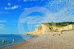 Etretat beach, Etretat cliffs, Normandy, France