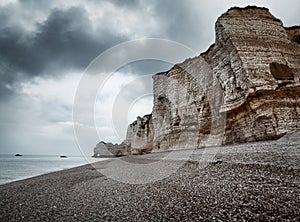 Etretat cliff and beach in Normandy, France