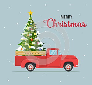 etro red pickup truck with christmas tree