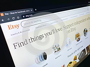 Etsy web page on a computer screen