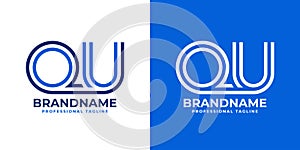 etters QU Line Monogram Logo, suitable for business with QU or UQ initials