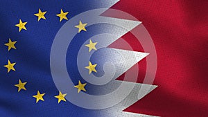 EU and Bahrain Realistic Half Flags Together - European Union Bahrein photo