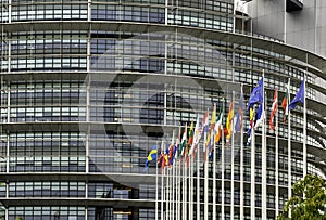 EU Building and Flags in Strasbourg