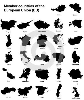 EU countries silhouettes photo